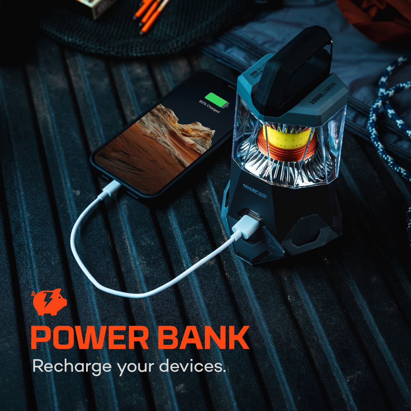 Lanterne Rechargeable NEBO Galileo 1600 Flex - 1600 Lumens - Power Bank Intégrée - IPX4 - Pour Camping, Bricolage