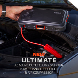 Power bank and jump starter for the car with emergency light with tyre pump