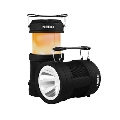 At Nebo Tools, we continually innovate so that we can offer the highest quality LED lighting products at the best price. The BIG Poppy™ is a combination 300 lumen lantern, bright 120 lumen spot light and realistic flickering flame lantern.  The BIG Poppy™ is rechargeable and also serves as a power bank to charge other USB powered devices.  The Flame Emulator produces a realistic flame without the heat and danger of real fire, creating the perfect, safe indoor or outdoor ambiance.
