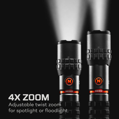 At Nebo Tools, we continually innovate so that we can offer the highest quality LED lighting products at the best price. Rechargeable, waterproof and versatile, the SLYDE KING 2K features a 2,000 lumen flashlight with 4x zoom, and a 500 lumen COB work light. Each light mode is dimmable with programmable memory. The 2K also has an ergonomic rubberised grip and powerful magnetic base.