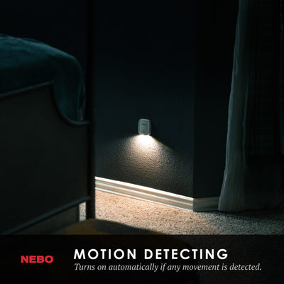 At Nebo Tools, we continually innovate so that we can offer the highest quality LED lighting products at the best price. Perfect for hallways, closets and stairways – any area that needs hands-free automated lighting. The battery-operated Motion Sensor Night Light turns on automatically if any movement is detected and turns off in 15 seconds after motion ends.