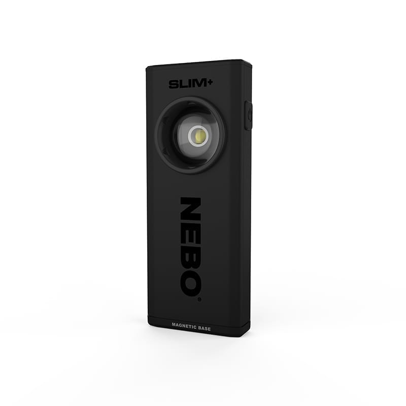 At Nebo Tools, we continually innovate so that we can offer the highest quality LED lighting products at the best price.  The SLIM+ is a thin, ergonomic rechargeable 700 lumen pocket light with a class 2 EU certified red laser pointer and an emergency power bank for your USB powered devices.  Equipped with full dimming and Power Memory Recall, the SLIM+ also features a detachable magnetic pocket clip, collapsible hanging hook and magnetic base for convenient hands-free lighting.